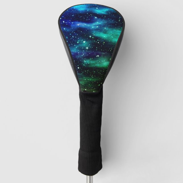 Blue & Green Starry Sky Galaxy Golf Headcover (Vorderseite)