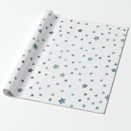 Blue Green Stars Geschenkpapier