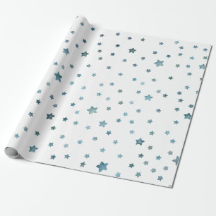Blue Green Stars Geschenkpapier