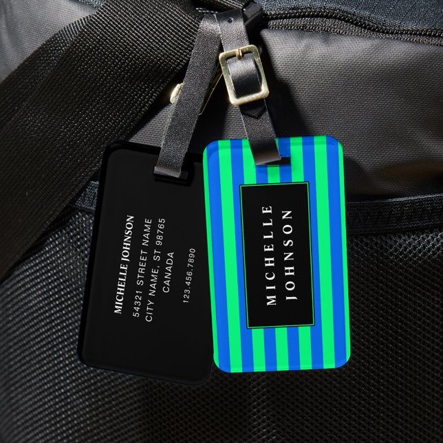Blue Green Strip Gepäckmarke Gepäckanhänger (Von Creator hochgeladen)