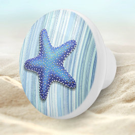 Blue Green Strip Strand Seashell Starfish Design Keramikknauf
