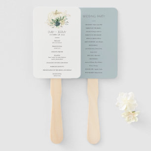 Blue Green Succulent Pumpkin Wedding Program Fächer