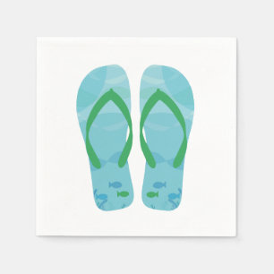 Blue Green Summer Beach Party Flip Flop Napkins Serviette