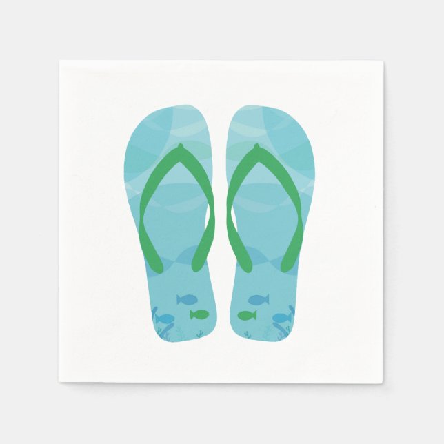 Blue Green Summer Beach Party Flip Flop Napkins Serviette (Vorderseite)