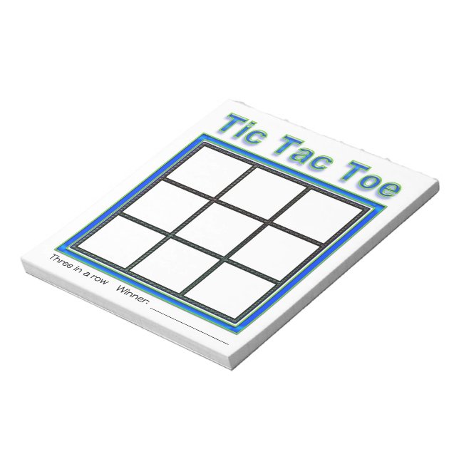 Blue Green Tic Tac Toe Game Notepad Notizblock (Rotiert)