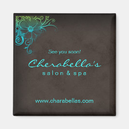 Blue Green Trendy Salon Wellness-Center Floral Küh Magnet