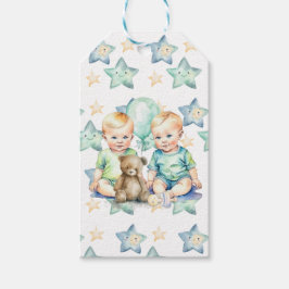 Blue Green Twin Baby Boys Babydusche oder New Baby Geschenkanhänger