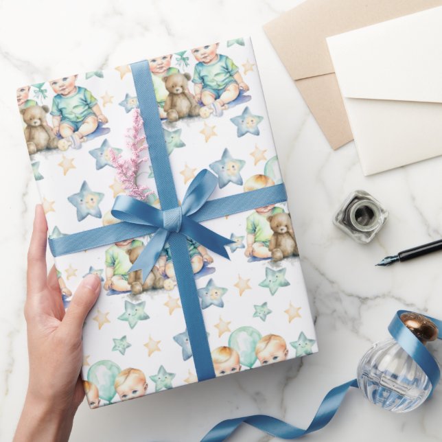 Blue Green Twin Baby Boys Babydusche oder New Baby Geschenkpapier (Schenken)
