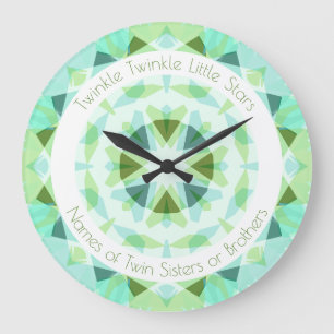Blue Green Twinkle Little Star Baby Twins Kinderzi Große Wanduhr