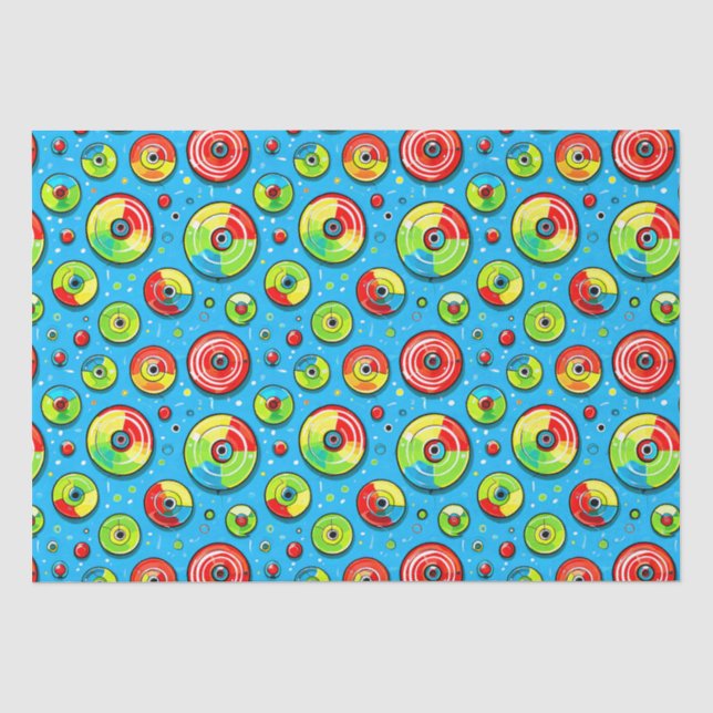 Blue, Green und Red Disk Golf Thema Geburtstag Seidenpapier (Vorderseite)