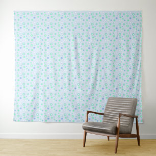 Blue Green und White Pastel Polka Dots Tapestory Wandteppich
