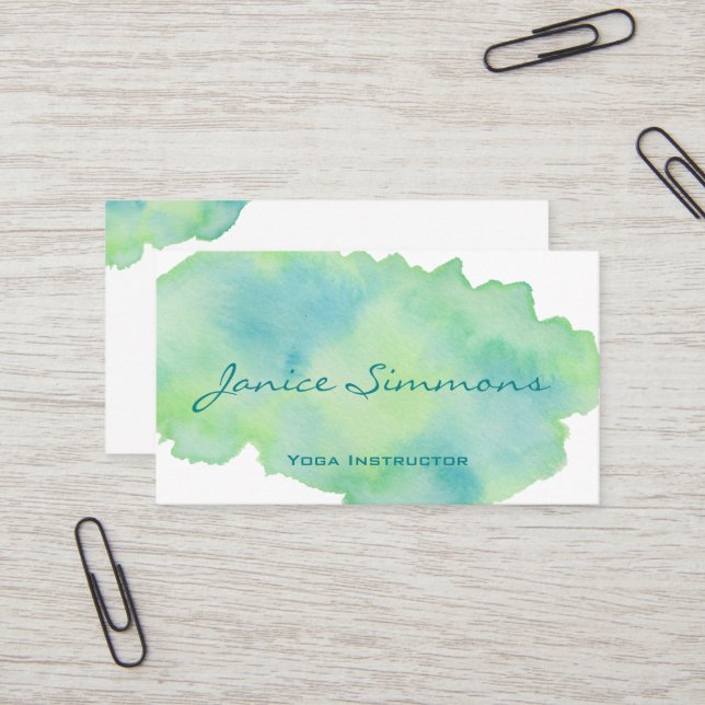 Blue Green Wash Wash Business Card Visitenkarte (Vorderseite/Rückseite Beispiel)