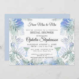 Blue Green Watercolor Blätter Brautparty Einladung