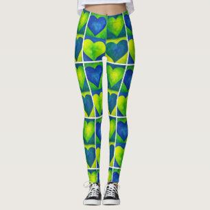 Blue Green Watercolor Herzlich willkommen in der L Leggings