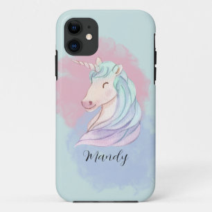 Blue Green Watercolor Unicorn Individuelle Name Case-Mate iPhone Hülle