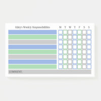 Blue Green Weekly Responsibility Chore Chart