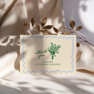 Blue Green Whimsical Handschriftlich Dankeskarte