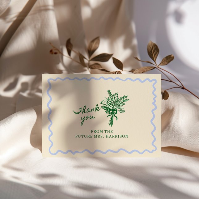 Blue Green Whimsical Handschriftlich Dankeskarte (Von Creator hochgeladen)