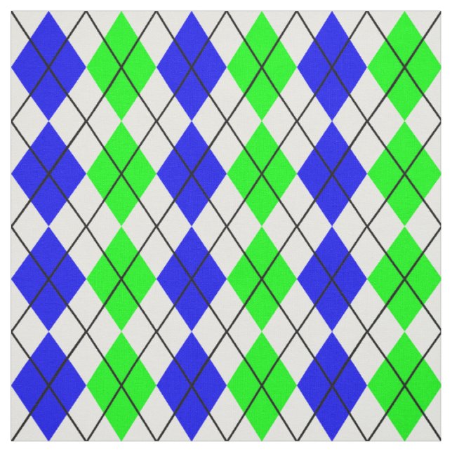 Blue Green White Raute Diamond Design Stoff (Muster)