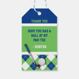 Blue, Green, White Raute Golf Theme Gefallen Geschenkanhänger