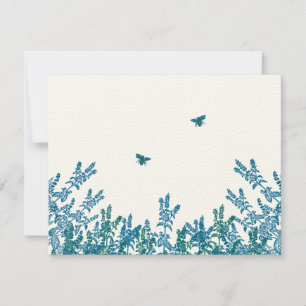 Blue Green Wild Blume Bee Wedding RSVP #3 Karte