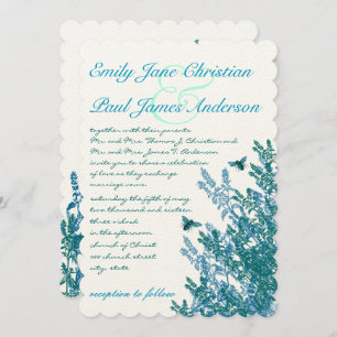 Blue Green Wild Blume Bees Wedding Einladung #2