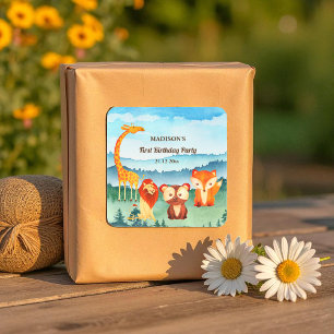 Blue Green Wild Safari Tiere Aquarell Aufkleber