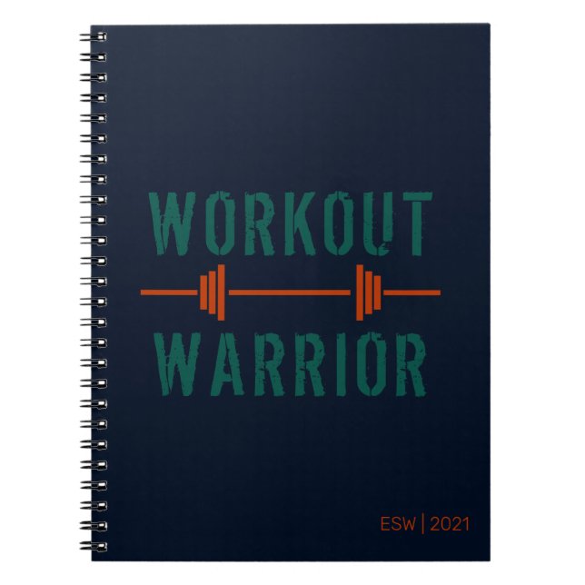 Blue Green Workout Warrior Fitness Journal Notizblock (Vorderseite)
