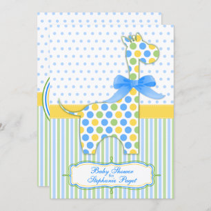 Blue Green Yellow Giraffe Baby Dusche Einladung