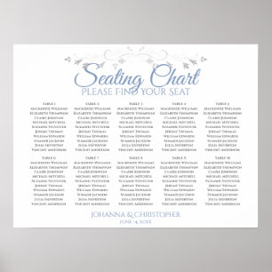 Blue & Grey 10 Table Wedding Seating Chart Poster