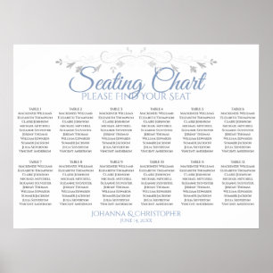 Blue & Grey 12 Table Wedding Seating Chart Poster