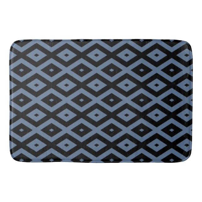 Blue grey and black diamond pattern badematte (Vorderseite)