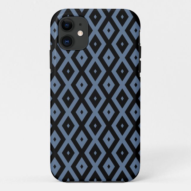 Blue grey and black diamond pattern Case-Mate iPhone hülle (Rückseite)