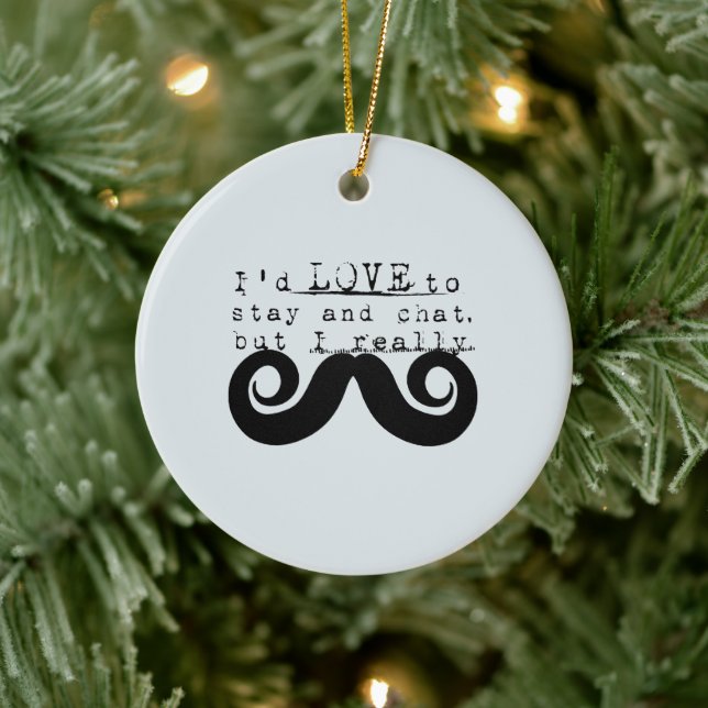 Blue Grey Black Funny Humor I Mustache Keramik Ornament (Baum)