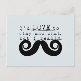 Blue Grey Black Funny Humor I Mustache Postkarte