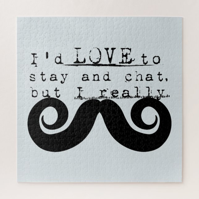 Blue Grey Black Funny Humor I Mustache Puzzle (Vertikal)