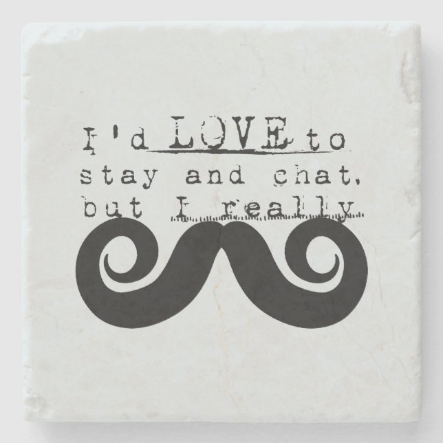 Blue Grey Black Funny Humor I Mustache Steinuntersetzer (Vorderseite)