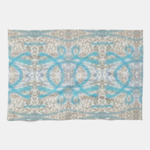 Blue Grey Curly Decorative Graffiti Wall Pattern Küchentuch