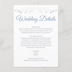 Blue Grey Elegant Wedding Details Enclosure Card Begleitkarte