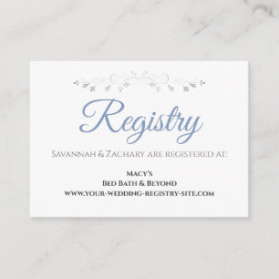 Blue & Grey Elegant Wedding Registry Begleitkarte