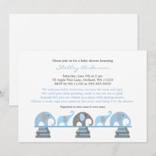 Blue Grey Elephant Baby Shower Einladungen