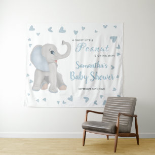 Blue Grey Elephant Boy Baby Duschvorhang Zeichen Wandteppich