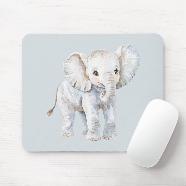 Blue Grey Elephant Mousepad (Mit Mouse)