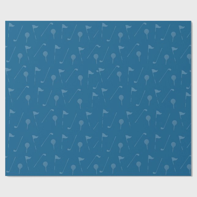 Blue Grey Golf Ball Pattern Wrapping Paper Geschenkpapier (Flach)