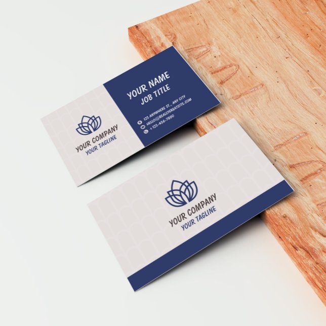 Blue Grey Minimalist Modern Company Logo Visitenkarte (Von Creator hochgeladen)