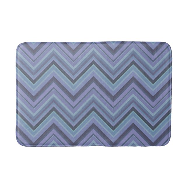Blue-Grey Zigzag Stripes Badematte (Vorderseite)
