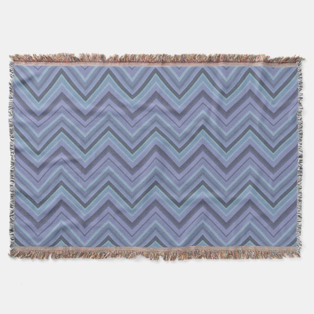 Blue-Grey Zigzag Stripes Decke (Vorderseite)