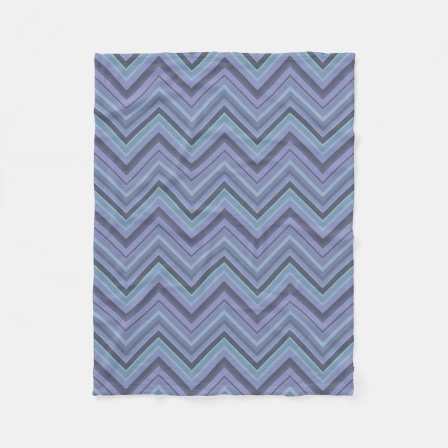 Blue-Grey Zigzag Stripes Fleecedecke (Vorderseite)