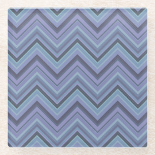 Blue-Grey Zigzag Stripes Glasuntersetzer