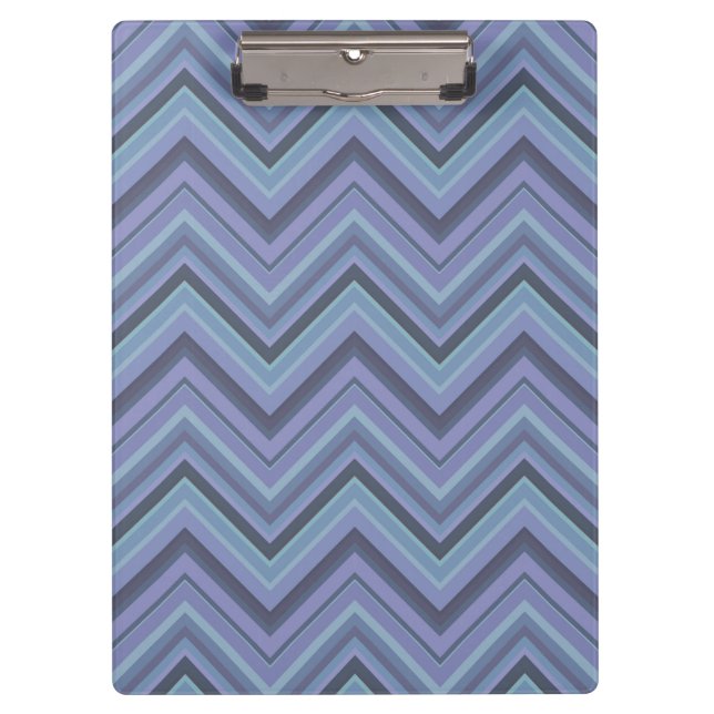 Blue-Grey Zigzag Stripes Klemmbrett (Vorderseite)